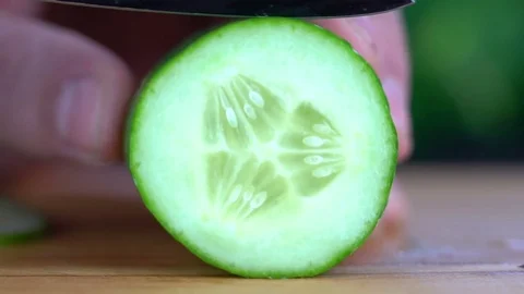 Cucumber is cut in rings Stock Footage 85226032