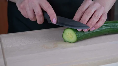 Cucumber on the on the cutting board Video stock 108123347