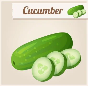 Cucumber. Detailed Vector Icon Stock Illustration