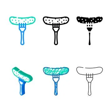 Cucumber on fork color icon vector looks Stock Illustration