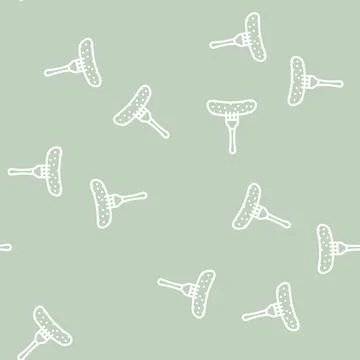 Cucumber on fork line vector seamless pattern Stock Illustration