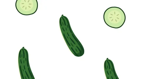 Cucumber fresh vegetables pattern animation Stock Footage 157116130