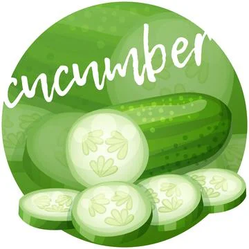 Cucumber icon on bright gradient backdrop Stock Illustration