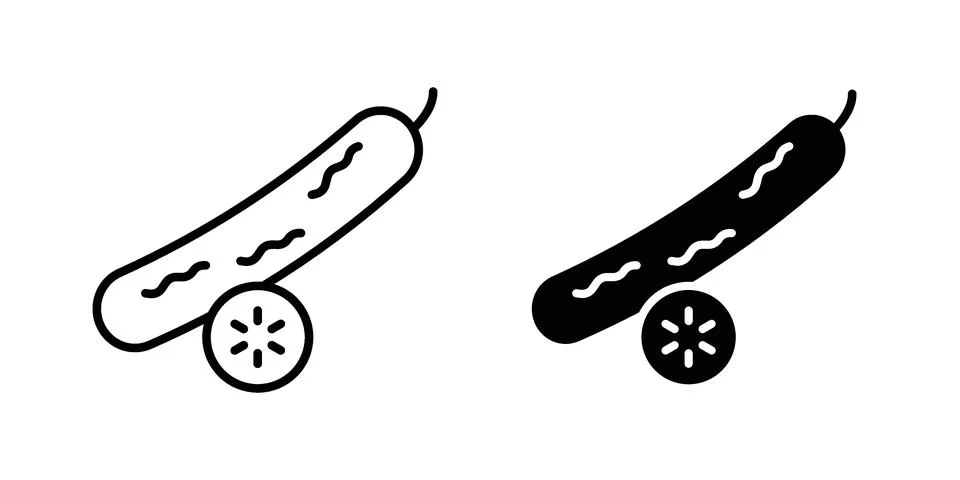 Cucumber icon silhouette vector set. thin line pack Stock Illustration