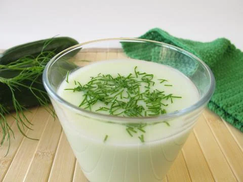 Cucumber lassi with dill Stock Photos