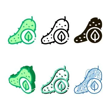 Cucumber leaf variations icon vector outline Stock Illustration