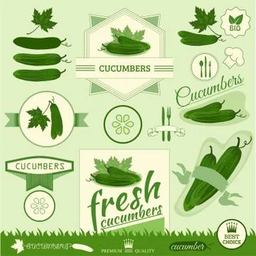 Cucumber logo set Stock Illustration