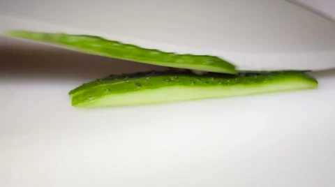 Cucumber man's hands cuts on slices Video stock 68338982