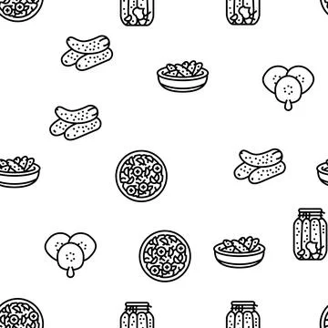 Cucumber Natural Bio Vegetable Vector Seamless Pattern Illustrazione stock