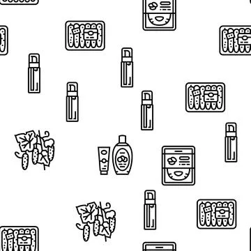 Cucumber Natural Bio Vegetable Vector Seamless Pattern Stock Illustration