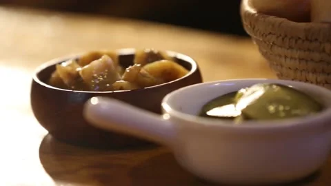 Cucumber in oil dip tapas Stock Footage 132025330