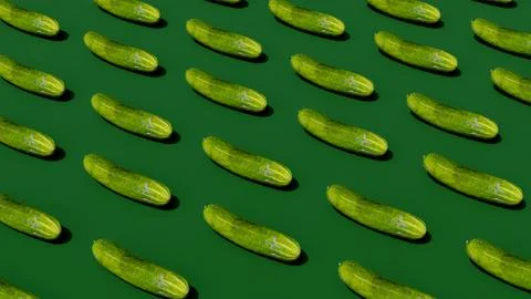 Cucumber pattern on green background Stock Illustration
