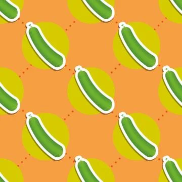 Cucumber pattern. seamless texture with ripe green cucumbers Stock Illustration