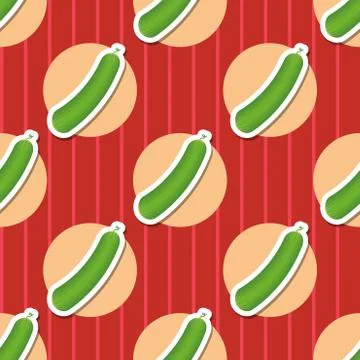 Cucumber pattern. seamless texture with ripe green cucumbers Stock Illustration