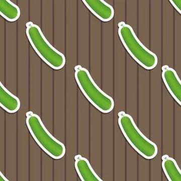 Cucumber pattern. seamless texture with ripe green cucumbers Stock Illustration