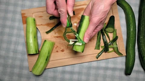 Cucumber peeling Stock Footage 252417223