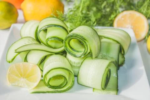 Cucumber rolls Stock Photos