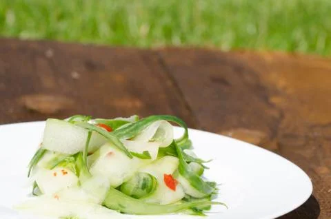 Cucumber salad with chilli Foto stock