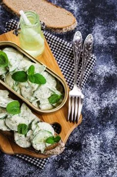 Cucumber salad with mint Stock Photos