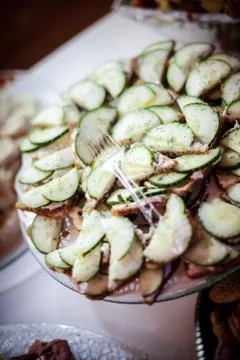Cucumber Salad at a Wedding 스톡 사진