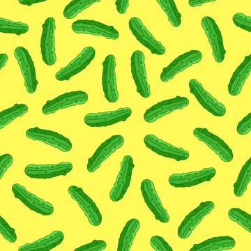 Cucumber seamless pattern background. Pickle sketch or cucumber doodle Stock Illustration