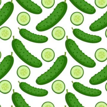 Cucumber seamless pattern. endless background, texture. Vegetable backdrop... Stock Illustration