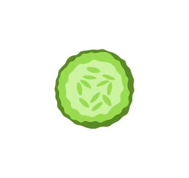 Cucumber slice flat vector illustration. Stock Illustration