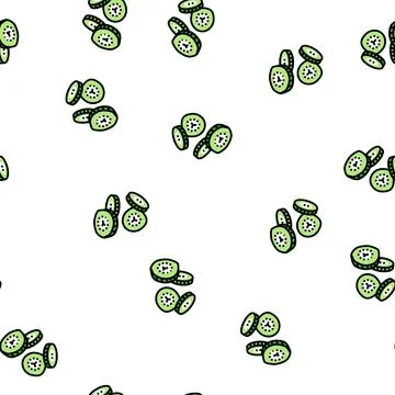 Cucumber slice food cut vector seamless pattern Stock Illustration