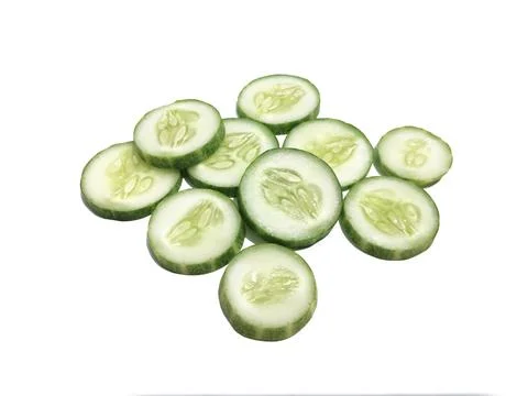 Cucumber slice, isolated on a white background Stock Photos