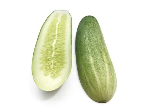 Cucumber slice, isolated on a white background Foto stock