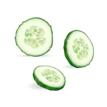 Cucumber slice set with shadow Stock Illustration