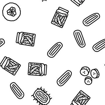 Cucumber slice vegetable green vector seamless pattern Stock Illustration