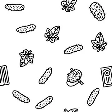 Cucumber slice vegetable green vector seamless pattern Stock Illustration