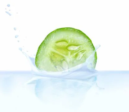 Cucumber slice on water Stock Photos