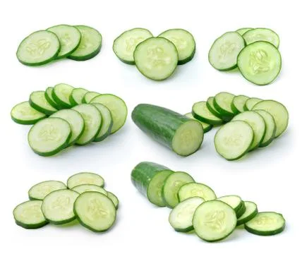 Cucumber slice on white background Stock Photos