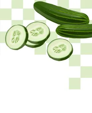 Cucumber with Slices Stock Illustration