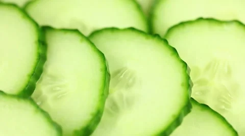 Cucumber slices (macro zoom) Stock Footage 8574607