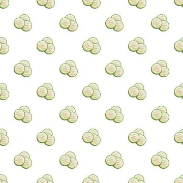 Cucumber slices pattern with repeating fresh vegetable food design Stock Illustration