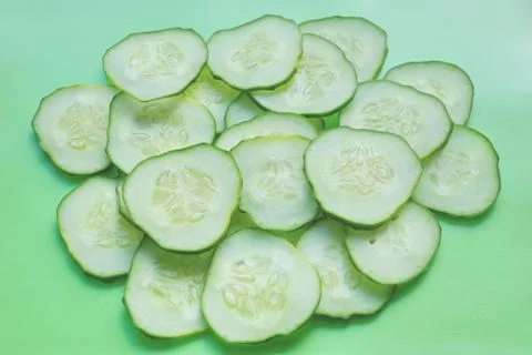 Cucumber slices texture background 스톡 사진