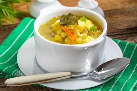 Cucumber soup with vegetables. Stock Photos