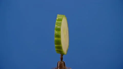 Cucumber spinning on blue screen 库存影片 220755798
