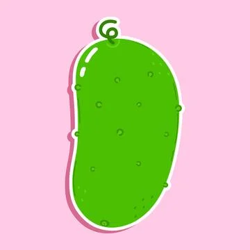 Cucumber sticker character. Vector hand drawn cartoon kawaii character illu.. Stock Illustration