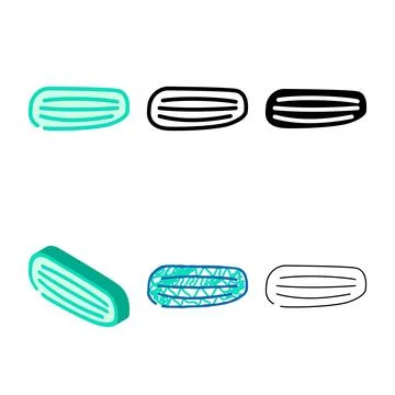 Cucumber with stripes color icon vector set Stock Illustration