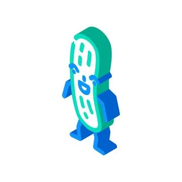 Cucumber vegetable character isometric icon vector illustration Stock Illustration