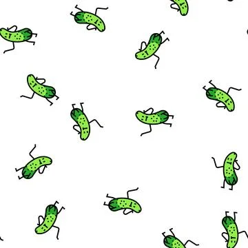 Cucumber vegetable character vector seamless pattern 스톡 일러스트