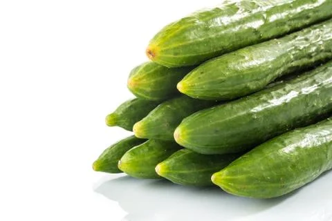 Cucumber vegetable close up on white background Stockfoto's