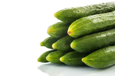 Cucumber vegetable close up on white background 스톡 사진