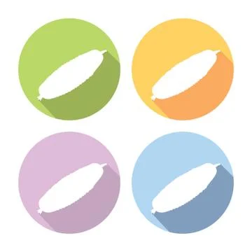 Cucumber Vegetable Flat Icons Set Stock Illustration