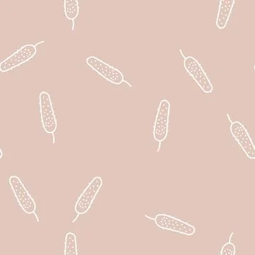 Cucumber vitamin vegetable line seamless pattern Stock Illustration