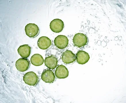 Cucumber Water Splash Stock Photos